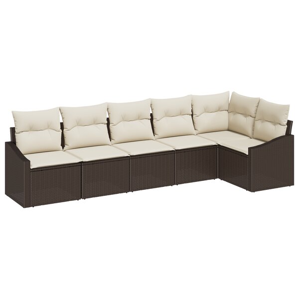 vidaXL Ensemble de Canapé de Jardin 6 Pièces avec Coussins en Rotin Poly Marron