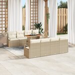 Ensemble de canapés de jardin de 9 pièces avec coussins en rotin poly beige
