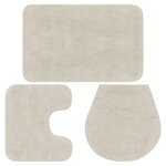 vidaXL Jeu de tapis de salle de bain 3 Pièces Tissu Blanc