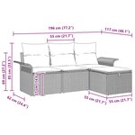 vidaXL Ensemble de canapé de jardin 4 Pièces Marron et rouge polyrotin