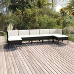 vidaXL Salon de jardin 7 Pièces avec coussins Résine tressée Noir