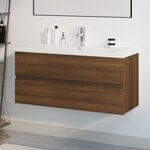 vidaXL Meuble lavabo avec bassin intégré Chêne brun Bois d'ingénierie