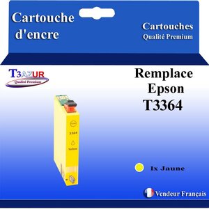 T3AZUR - Cartouche Compatible avec Epson T3364  (33XL) remplace Epson XP530 XP540 XP540 XP630 XP635 XP640 XP645 XP7100 XP830 XP900 - Jaune