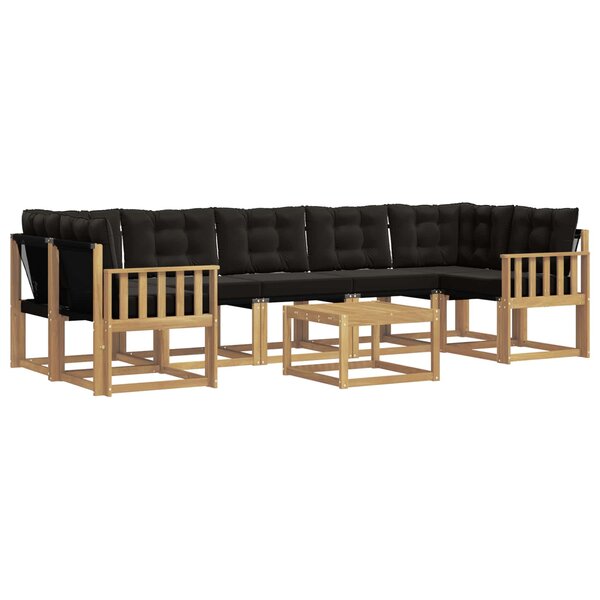 vidaXL Ensemble de canapés d'extérieur 8 Pièces Blanc et noir