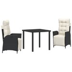 vidaXL Set de 3 chaises de jardin Noir Poly Rattan