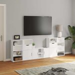 vidaXL Meubles TV 5 Pièces avec rangement ODDA blanc bois de pin massif