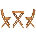 vidaXL Ensemble Bistro Pliable en Bois Massif d'Acacia de 3 Pièces