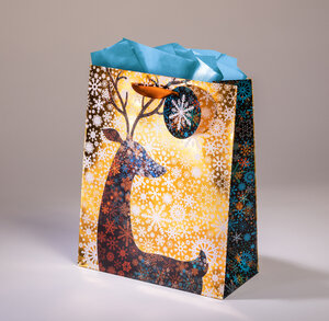 Sac cadeau deer gml 26 x h 32,5 cerf neige