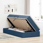 vidaXL Lit avec rangement et matelas Bleu 100 x 200 cm Polyester