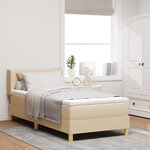 vidaXL Lit à ressorts avec matelas  crème  100 x 200 cm  tissu