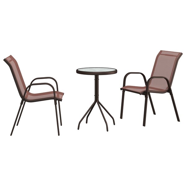 vidaXL Ensemble Bistro de jardin 3 pièces Marron Textilène et Acier