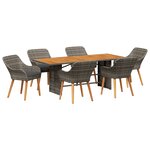 vidaXL Ensemble repas jardin 7 pièces en rattan gris