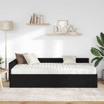vidaXL Cadre de lit d'angle avec matelas 2 pc Noir 80 x 200 cm tissu