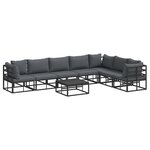 vidaXL Ensemble de canapé de jardin 8 pc Noir Aluminium
