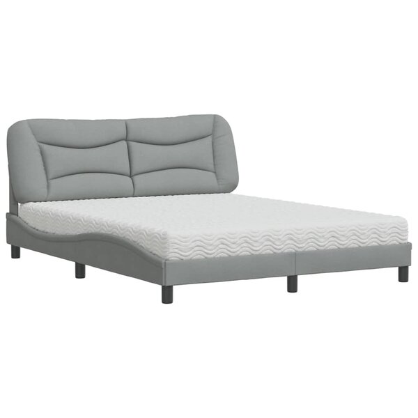 vidaXL Lit avec matelas Hvar gris clair 160x200 cm tissu