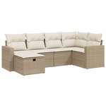 vidaXL Salon de jardin avec coussins 6 Pièces beige résine tressée
