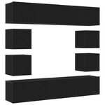 vidaXL Set de meuble TV 6 pièces   bois d'ingénierie chêne noir  à accrocher au mur.