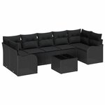 vidaXL Ensemble de canapé de jardin 8 Pièces Noir 55 x 55 x 37 cm