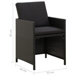 vidaXL Chaises de jardin lot de 2 avec coussins Résine tressée Noir