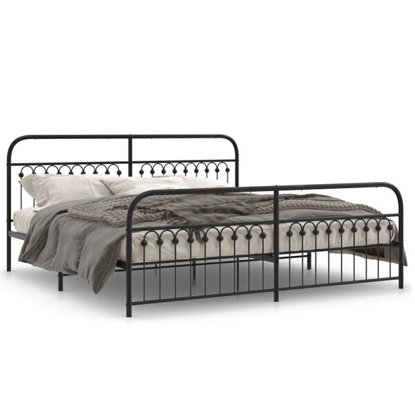 vidaXL Cadre de lit métal sans matelas avec pied de lit noir 193x203cm