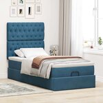 vidaXL Cadre de lit ottoman avec matelas bleu foncé 80x200 cm velours