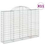 vidaXL Paniers à gabions arqués 11 Pièces 200x30x140/160 cm Fer galvanisé