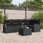 vidaXL Set de canapé de jardin 6 pièces avec coussins beige poly rattan