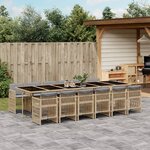 vidaXL Ensemble à manger de jardin coussins 13 Pièces mélange beige rotin