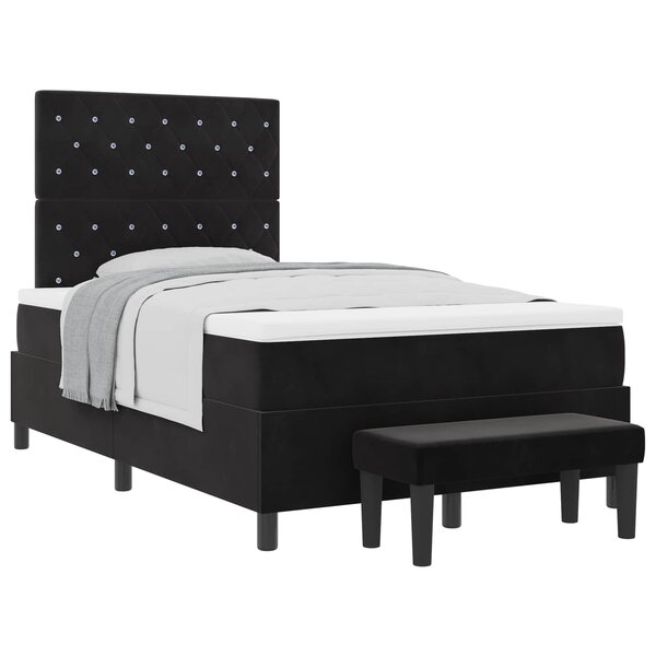 vidaXL Lit à ressorts avec coussin Noir 190 x 120 cm Velours