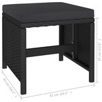 vidaXL Mobilier à dîner de jardin 6Pièces et coussins Résine tressée Noir