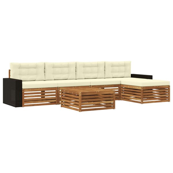 vidaXL Ensemble de canapés d'extérieur 6 pc Naturel et Crème Polyester