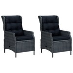 vidaXL Salon de jardin avec coussins 3 Pièces résine tressée gris foncé