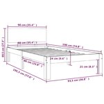 vidaXL Cadre de lit bois massif 90x190 cm simple
