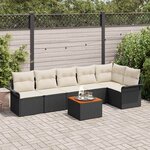 vidaXL Ensemble de canapé de jardin 7 Pièces Noir Poly rotin