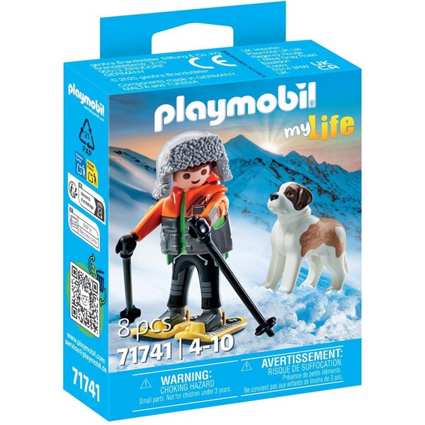 PLAYMOBIL 71741 - My Life Jeune garçon en raquettes avec son Saint Bernard