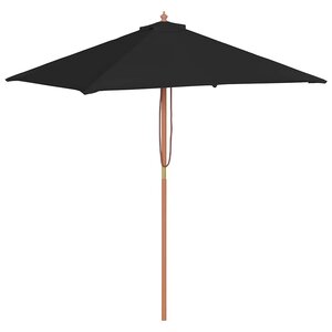 vidaXL Parasol de jardin avec mât en bois noir 150x200 cm