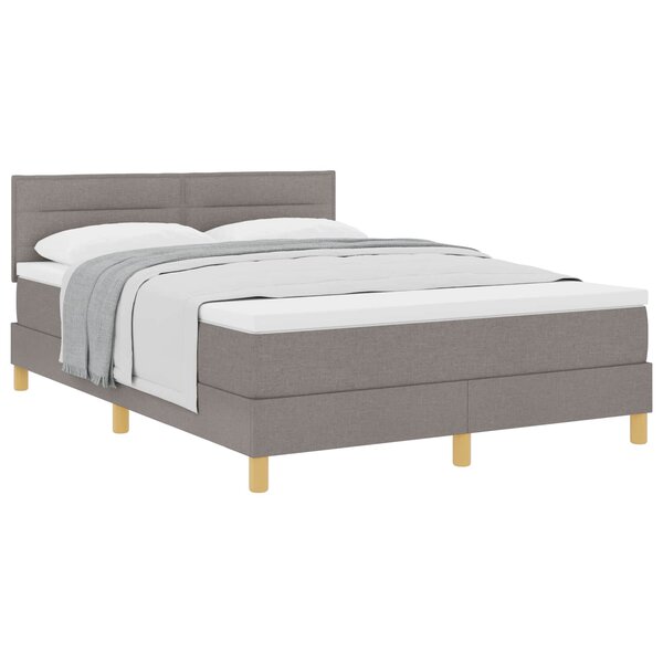 vidaXL Lit à ressorts avec matelas Taupe 140 x 200 cm tissu