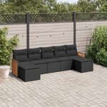 vidaXL Salon de jardin 7 Pièces avec coussins noir résine tressée