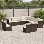 vidaXL Salon de jardin avec coussins 13 Pièces marron résine tressée