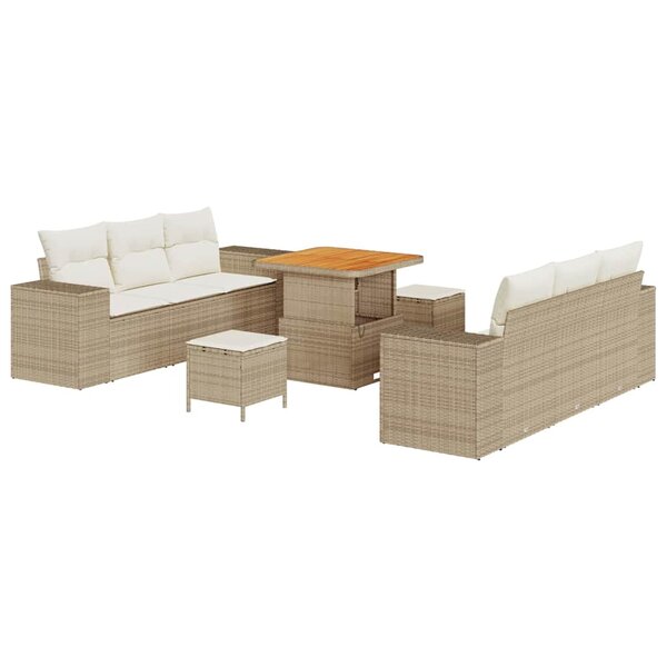 vidaXL Ensemble de canapé de jardin avec coussin 9 Pièces beige et crème