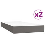 vidaXL Sommier à lattes de lit avec matelas Gris 200x200 cm Similicuir