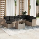 vidaXL Salon de jardin 9 Pièces avec coussins gris clair résine tressée