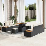 vidaXL Ensemble de canapé de jardin avec coussin 8 Pièces Noir et Crème
