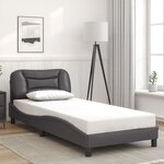 vidaXL Cadre de lit avec LED sans matelas Hvar gris 90x200 cm