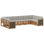vidaXL Ensemble de canapés d'extérieur 7 pc Naturel et gris clair