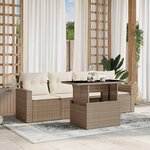 vidaXL Salon de jardin avec coussins 5 Pièces beige résine tressée