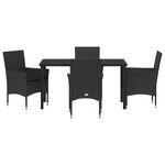 Ensemble de Salle à Manger de Jardin 5 Pièces avec Coussins Poly Rattan Noir