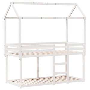 vidaXL Lit superposé avec toit blanc 90x200 cm bois de pin massif