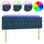 vidaXL Tête de lit à LED Bleu foncé 160x7x78/88 cm Velours