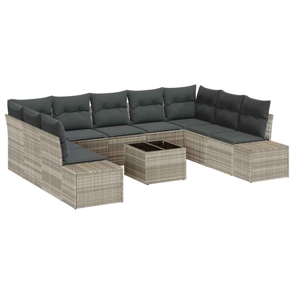 vidaXL Ensemble de canapé de jardin avec coussin 10 Pièces Gris clair